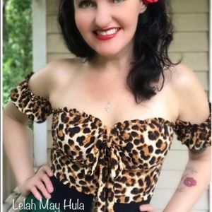 Cute Pinup Leopard Print Top, Made by Independent Seamstress, Size Small